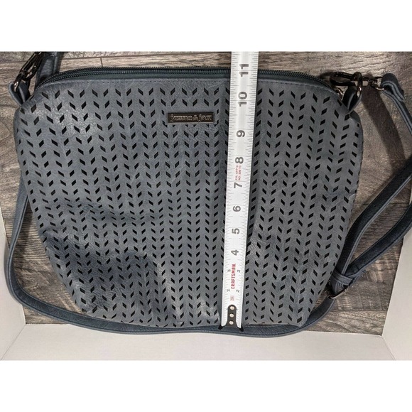Jeane & Jax Cutout Crossbody Handbag Purse Blue Vegan Leather - Picture 3 of 7